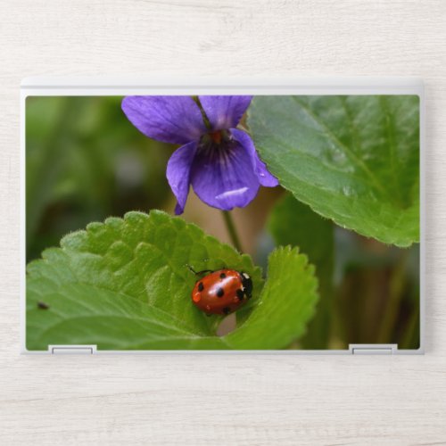 Ladybug on Sweet Violet Flowers HP Laptop Skin