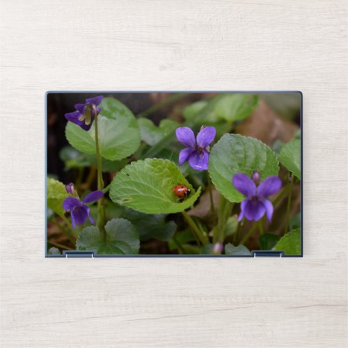 Ladybug on Sweet Violet Flowers HP Laptop Skin