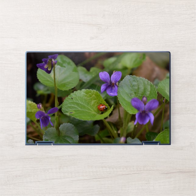 Ladybug on Sweet Violet Flowers HP Laptop Skin (Front)