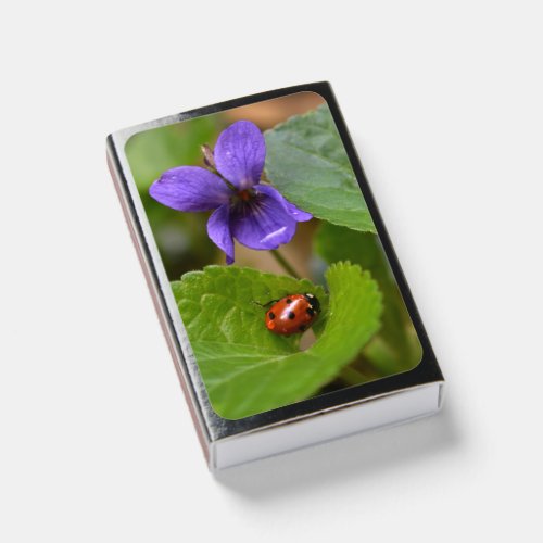 Ladybug on Sweet Violet Flowers Matchboxes