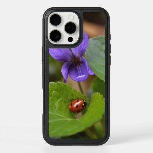Ladybug on Sweet Violet Flowers iPhone 16 Pro Max Case
