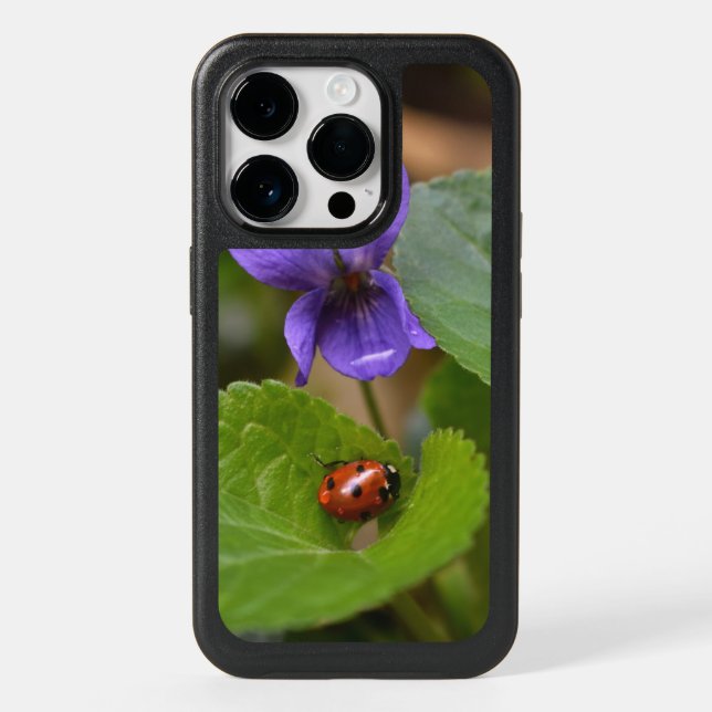 Ladybug on Sweet Violet Flowers Otterbox iPhone Case (Back)