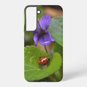 Ladybug on Sweet Violet Flowers Samsung Galaxy S22+ Case