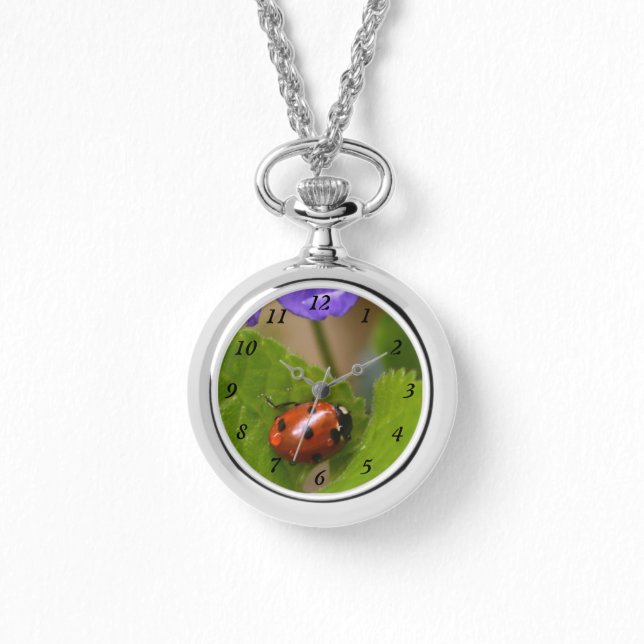 Ladybug on Sweet Violet Flowers Watch (Front)