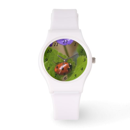 Ladybug on Sweet Violet Flowers Watch