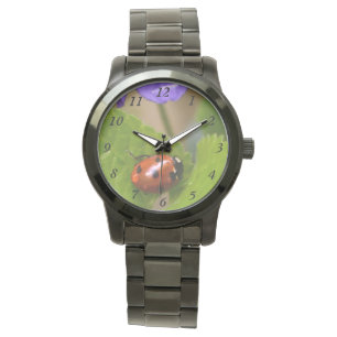 Ladybug on Sweet Violet Flowers Watch