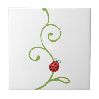 Ladybug on Vine Ceramic Tile