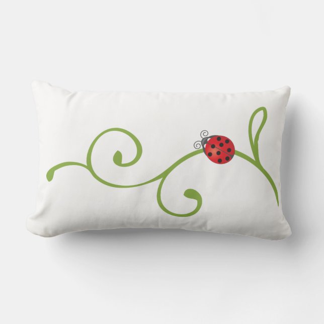 Ladybug on Vine Lumbar Pillow (Front)