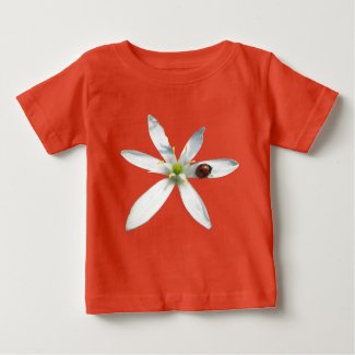 Ladybug on White Flower Baby Jersey T-Shirt