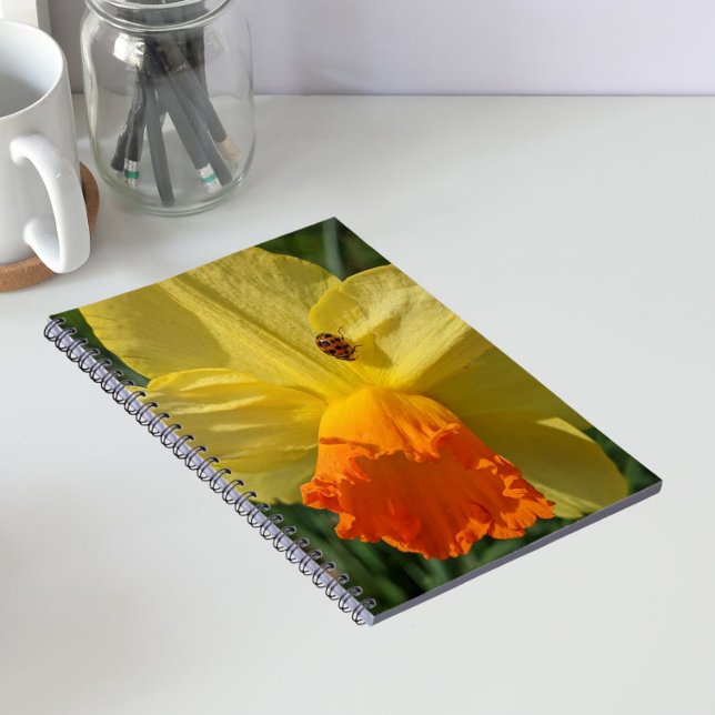 Ladybug on Yellow Daffodil Floral Notebook (In Situ)