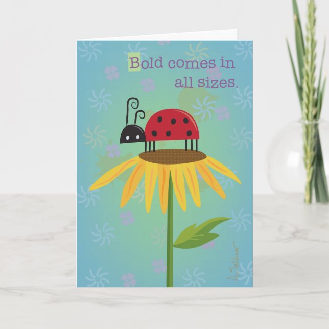 Ladybug on Yellow Flower Greeting Card (Front)
