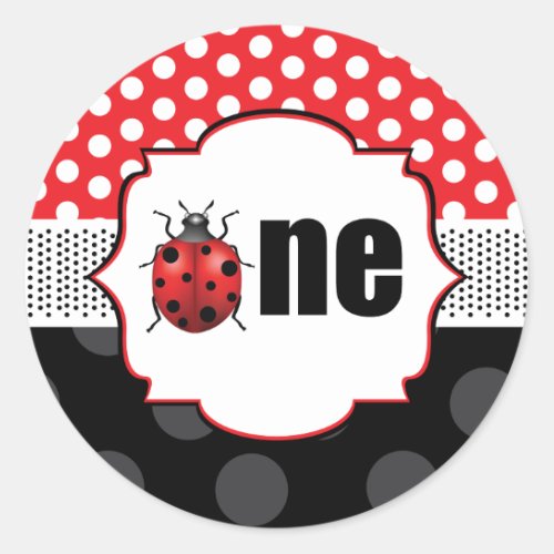 Ladybug One Birthday Classic Round Sticker