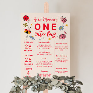 Ladybug One Cute Bug Birthday Milestone Foam Board