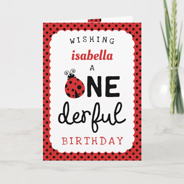 Ladybug Onewonderful Birthday Card | Zazzle