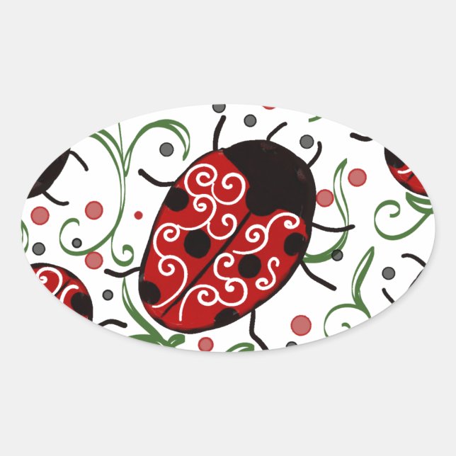 Ladybug Oval Sticker (Front)