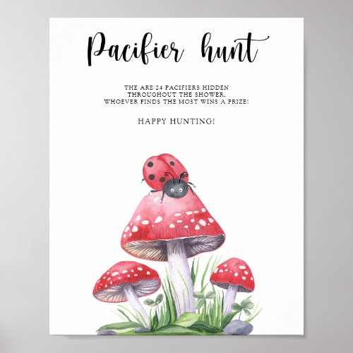 Ladybug _ pacifier hunt baby shower game poster