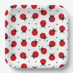 Ladybug Paper Plates, Insect Party Plates