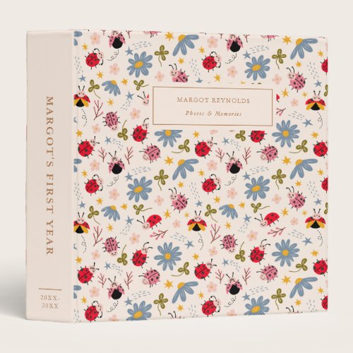 Ladybug Pattern Baby Photo Album 3 Ring Binder