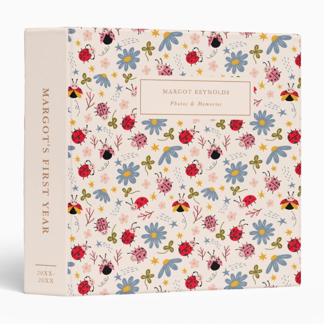 Ladybug Pattern Baby Photo Album 3 Ring Binder (Front/Spine)