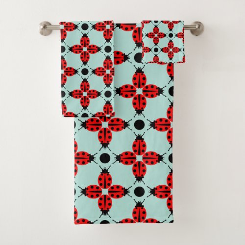 Ladybug Pattern Bath Towel Set