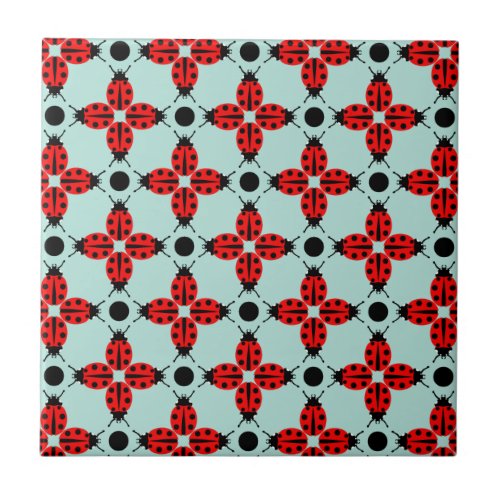 Ladybug Pattern Ceramic Tile