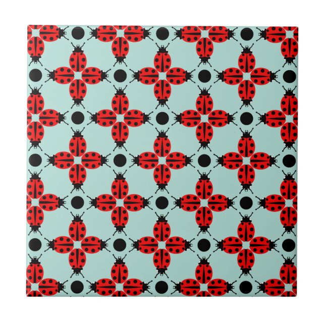 Ladybug Pattern Ceramic Tile (Front)