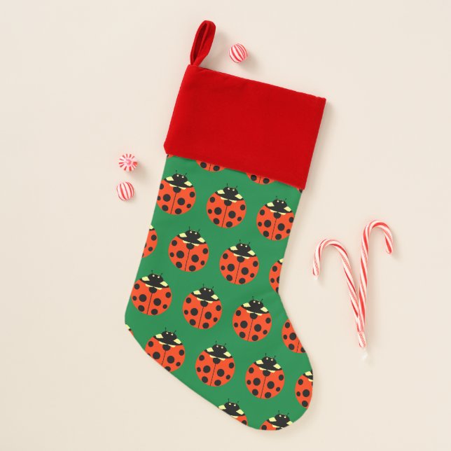 Ladybug Pattern Christmas Stocking (Front)