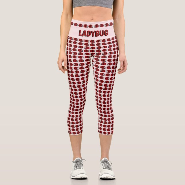 Ladybug Pattern Custom Capri Leggings (Front)