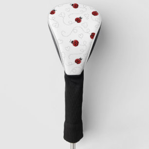 Ladybug Pattern Cute Red Black Hearts Minimal Golf Head Cover