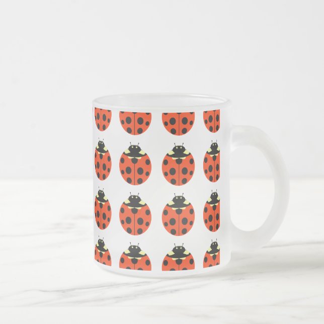 ladybug pattern frosted glass coffee mug (Right)