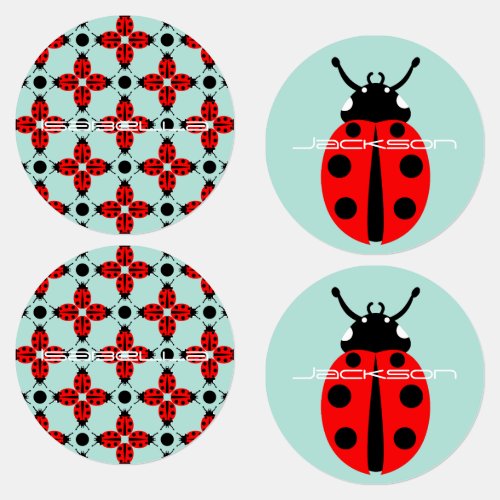 Ladybug Pattern Kids Labels