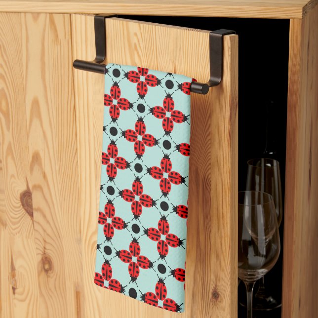 Ladybug Pattern Kitchen Towel (Thirds Fold)