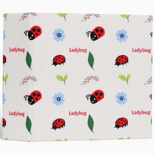 Ladybug pattern on gray 3 ring binder