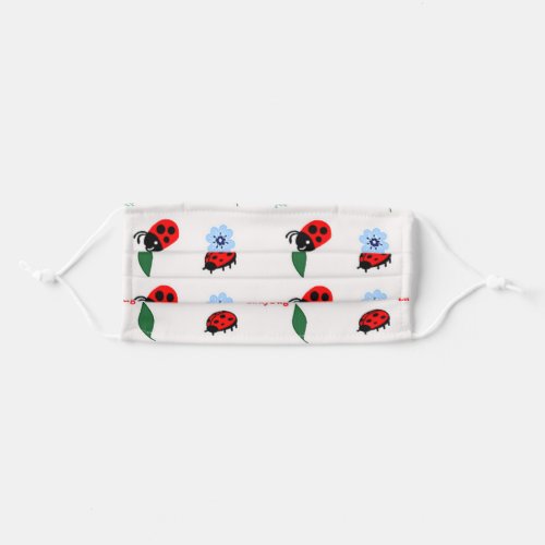 Ladybug pattern on gray adult cloth face mask