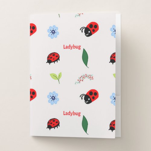 Ladybug pattern on gray pocket folder