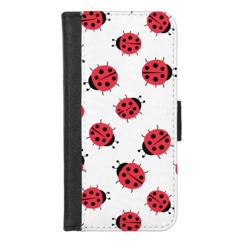 Ladybug Pattern Print  iPhone 87 Wallet Case