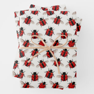 Ladybug Pattern Wrapping Paper Sheets