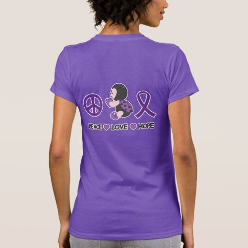 Ladybug Peace Love Hope Purple Awareness Ribbon T_Shirt