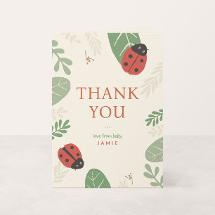 Ladybug Personalized Baby Thank You Card, Folded Note Card