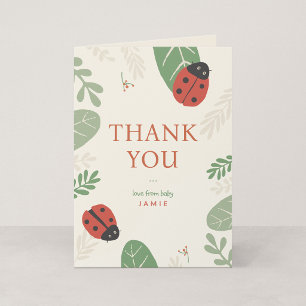Ladybug Personalized Baby Thank You Card, Folded Note Card