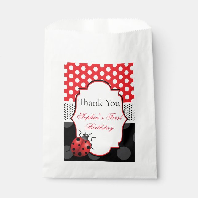 Ladybug Personalized Birthday Favor Bag (Front)