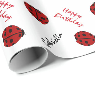 Ladybug Personalized Birthday Wrapping Paper