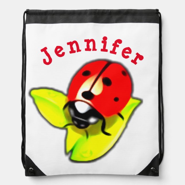 Ladybug personalized kid's drawstring bag (Front)