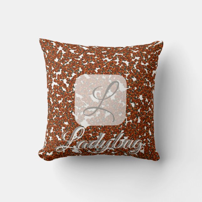 Ladybug personalized monogram pillow (Front)