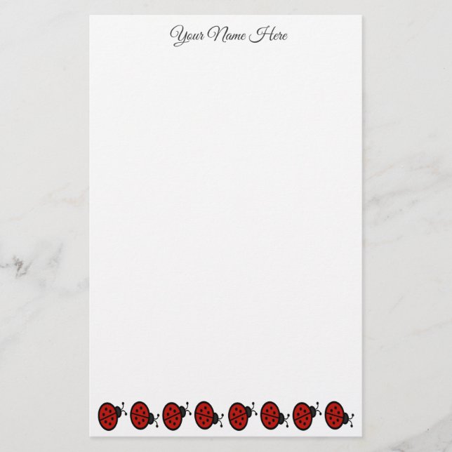 Ladybug Personalized Stationery (Front)