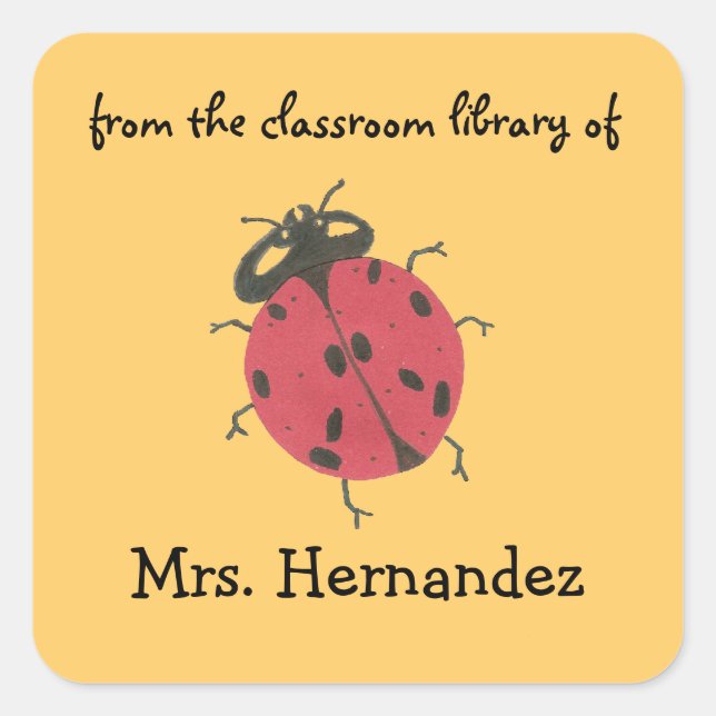 Ladybug personalized teacher gift bookplate (Front)