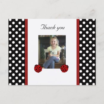Ladybug: Picture: Thank You Postcard by PartyTimeInvites at Zazzle