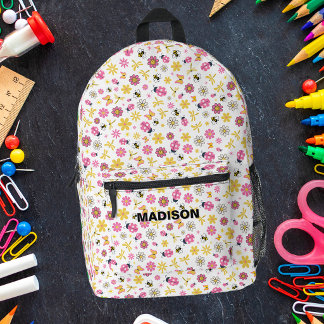 Ladybug Pink And Yellow Printed Backpack