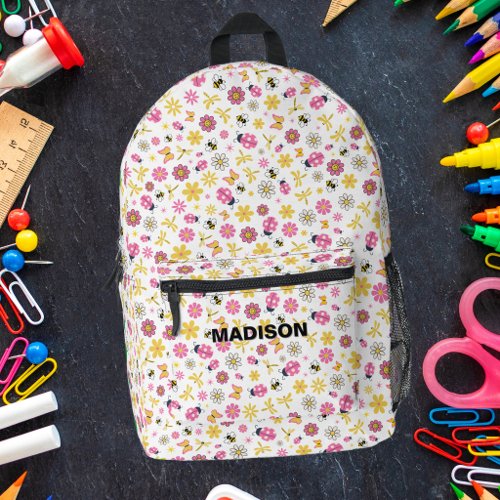 Ladybug Pink And Yellow Printed Backpack