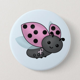 Ladybug Pink Awareness Ribbon Button